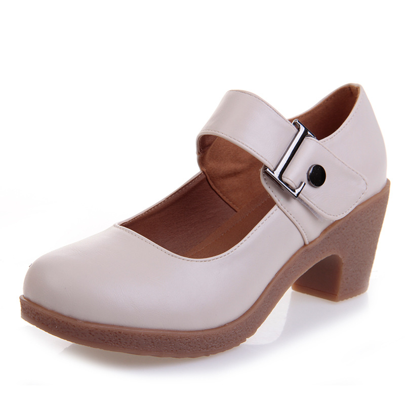 Picture of Square Dance Shoes Middle Heel Dance Shoes Women's Adult Soft Leather Soft Bottom Dance Shoes Square Dance Women's Shoes silver Shoes Four Seasons