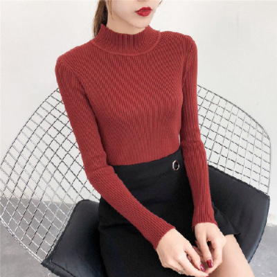 Picture of Half-Turtleneck Base Shirt for Women, Autumn and Winter 2021 New Style, Slim-Fitting Inner Top, Slimming Long-Sleeve Knitwear, Elegant and Suitable for Commuting