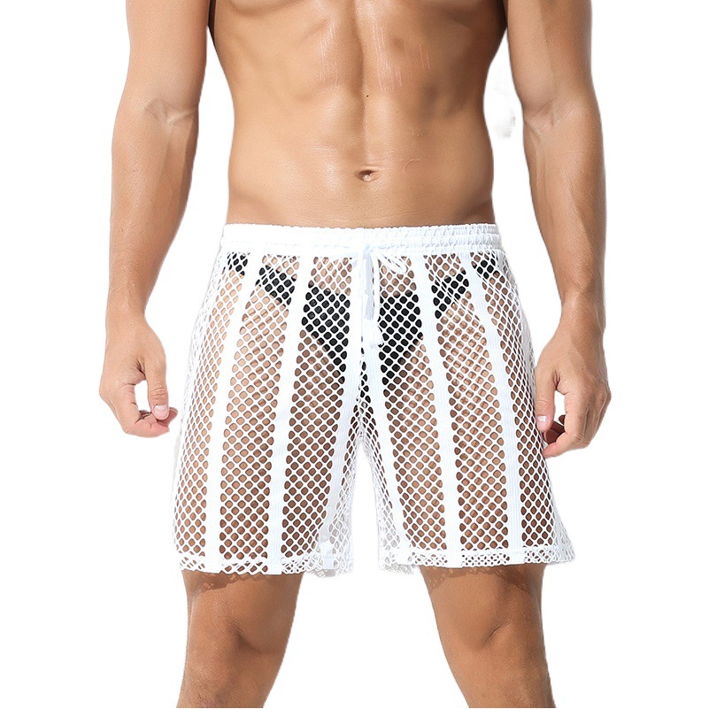 Mesh men's pants youth lace-up striped pants straight casual breathable sports shorts men's manufacturers wholesale
