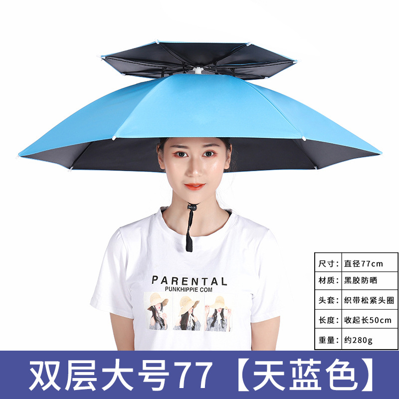 Picture of Large wholesale double-layer wind-resistant sturdy umbrella cap large folding dual-use sturdy sunshade umbrella custom advertising