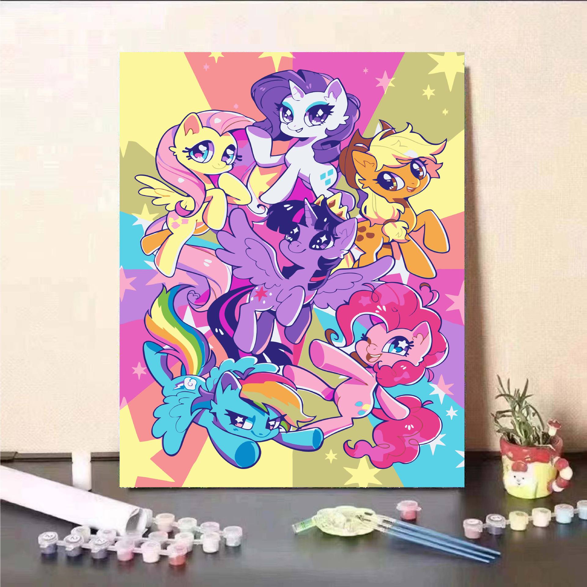My Little Pony Digital Oil Painting DIY Oil Painting Cartoon Animation Kidsren's Coloring Filling Oil Painting Decoration
