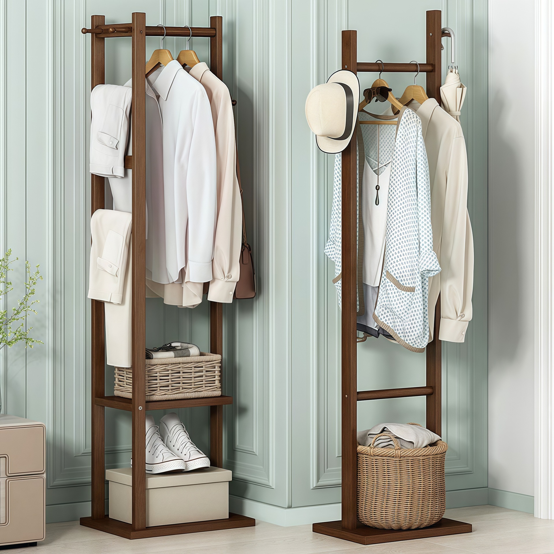 Corner Coat Rack Multi-Functional Household Floor-Standing Clothes Rack Simple Small Apartment Living Room Entrance Coat Rack