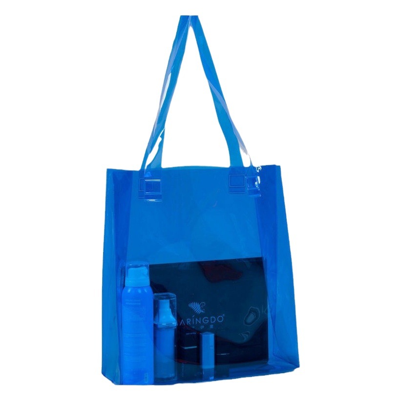 Plastic Transparent pvc Handbag Fashion Magic Color Laser Bag logo Shopping Bag Gift Accompanying Gift Bag