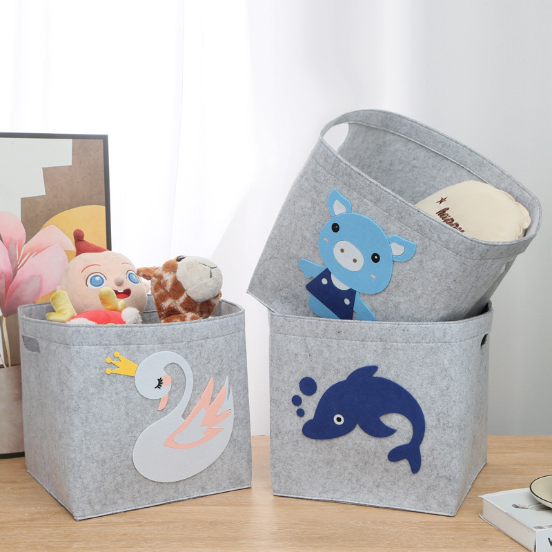 Felt Bag Cartoon Storage Basket Kidsren's Toy Dirty Clothes Storage Box Handbag Large Capacity Dirty Clothes Storage Essential