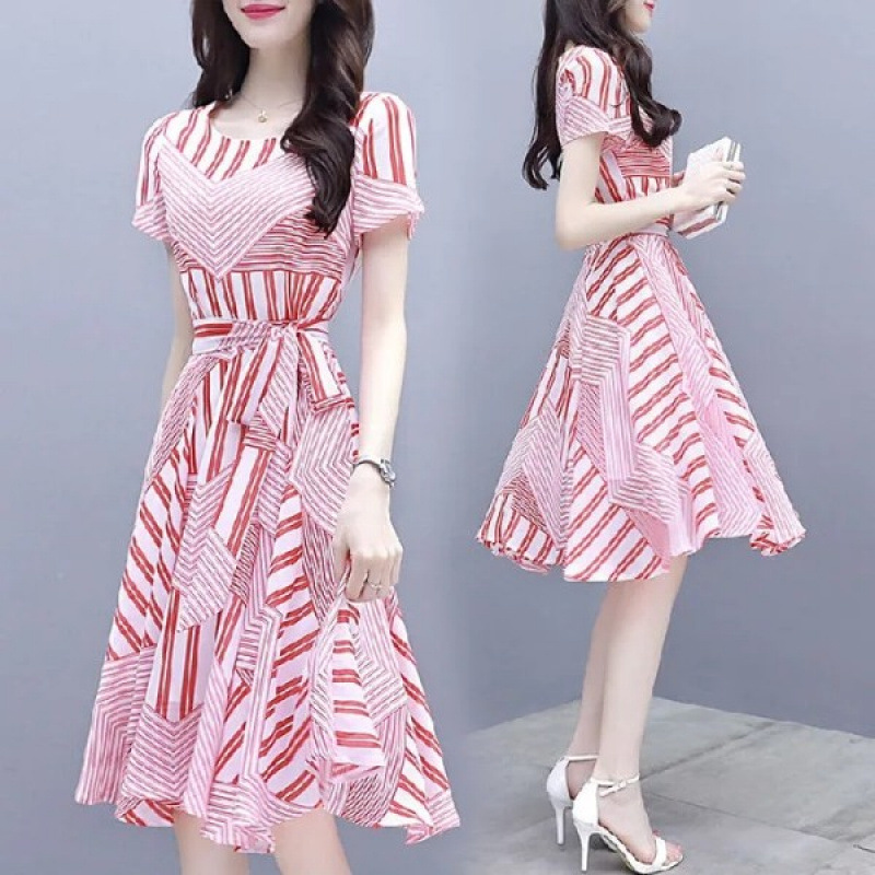 Dress Women's Summer 2025 New Korean Style Summer Women's Slim Mid-Length Fashionable Temperament Printed Skirt