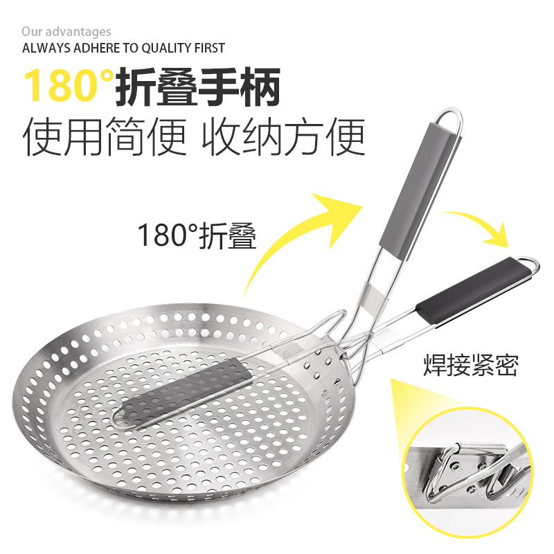 Picture of Source manufacturers round hollow wooden handle barbecue plate outdoor vegetable plate barbecue plate outdoor BBQ plate portable