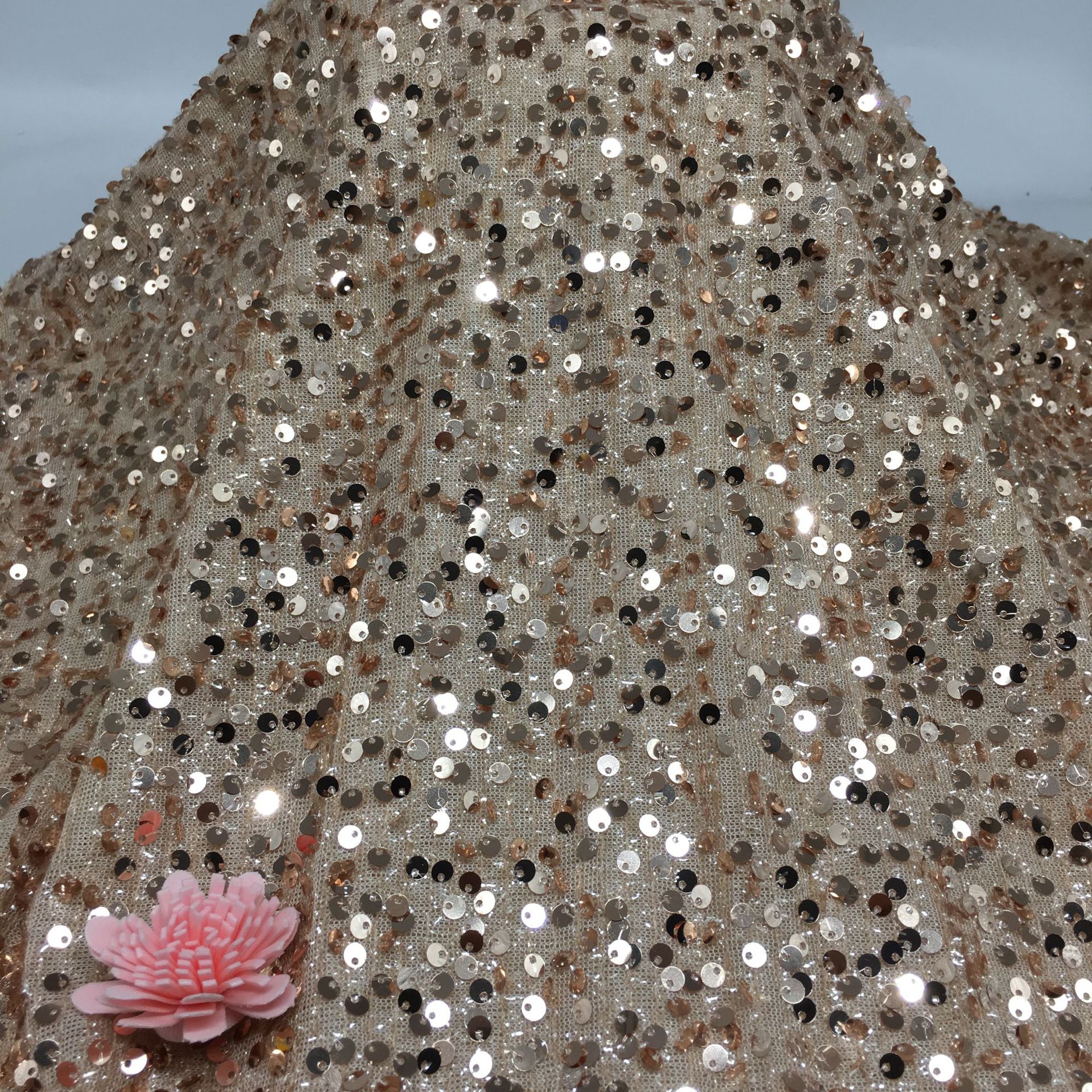 Picture of 5mm centipede yarn sequin embroidered mesh wedding fashion stage clothing cushion tablecloth sequin fabric embroidered sequin cloth