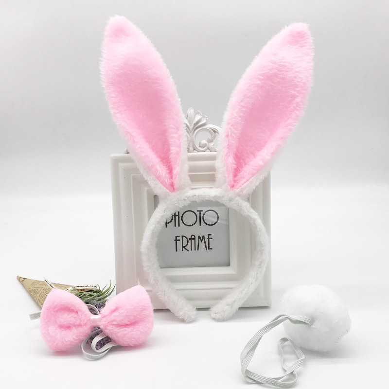 Picture of Cross-border Easter Plush Sequin Rabbit Headband Three-piece Set Ears Headband Bow Ties Children's Festival Performance Road