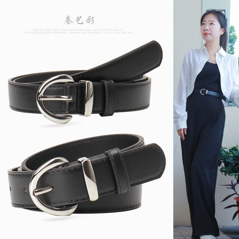 Factory wholesale Korean fashion Joker belt women's simple high-end sense imitation leather ins style jeans women's belt