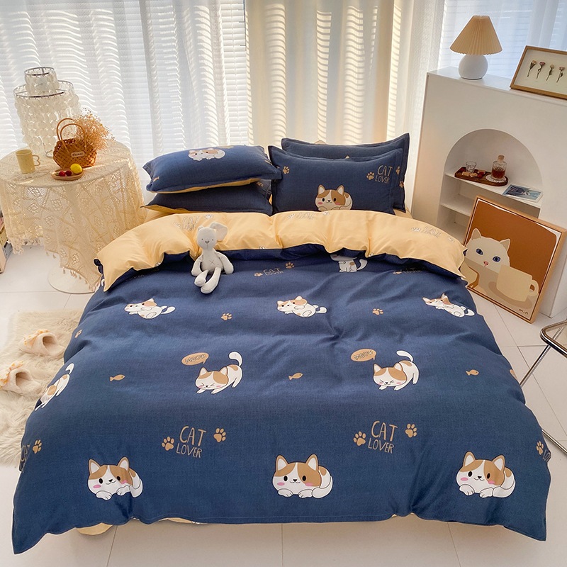 Picture of Four-Piece Brushed Skin-Friendly Thickened Duvet Cover Set, Student Dormitory Three-Piece Quilt Set, Suitable for All Seasons, Internet Celebrity Hot Item
