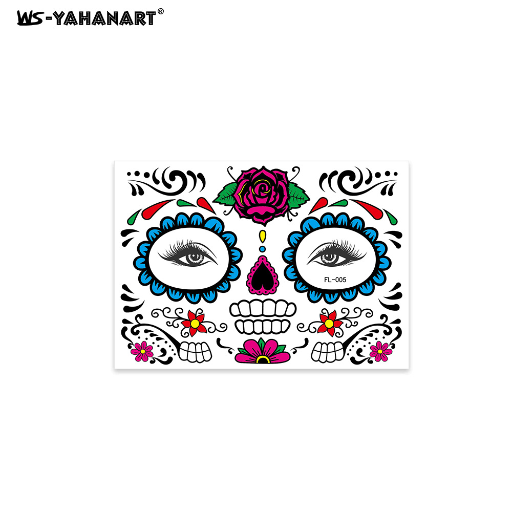 Picture of 2023 Cross-border New Halloween Funny Face Tattoo Sticker Masquerade Dead Dead Face Tattoo Sticker