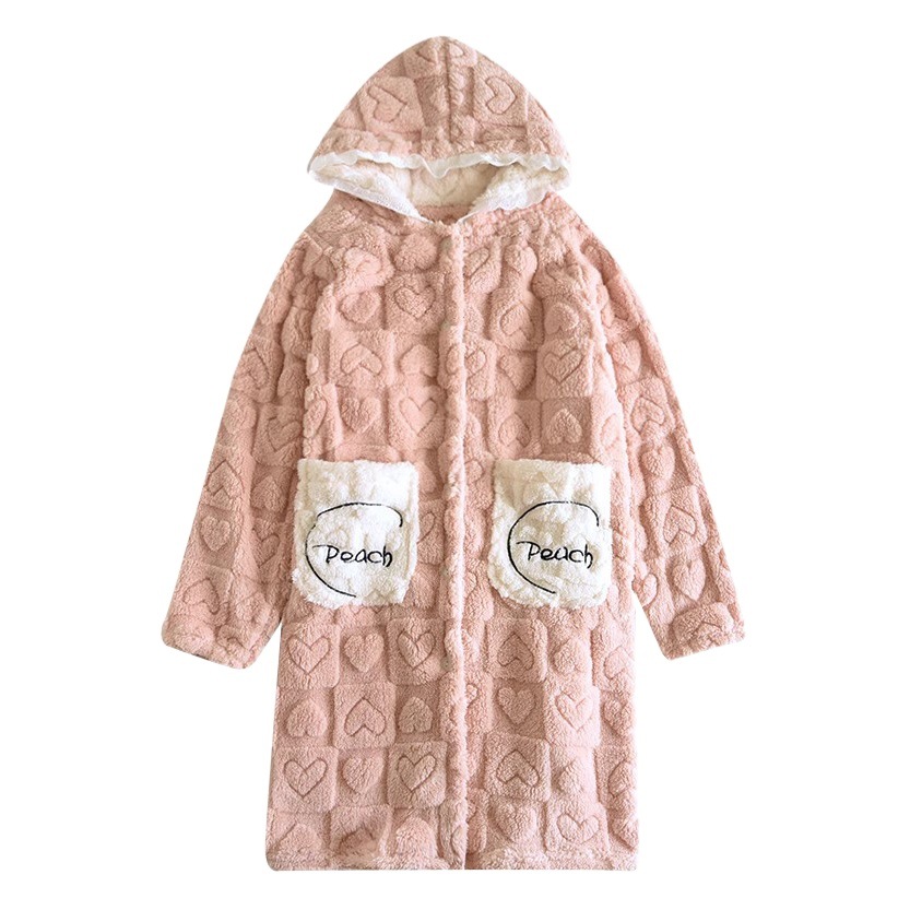 Coral fleece pajamas for women winter fleece-lined thickened flannel nightgown long outerwear homewear suit 2023 New