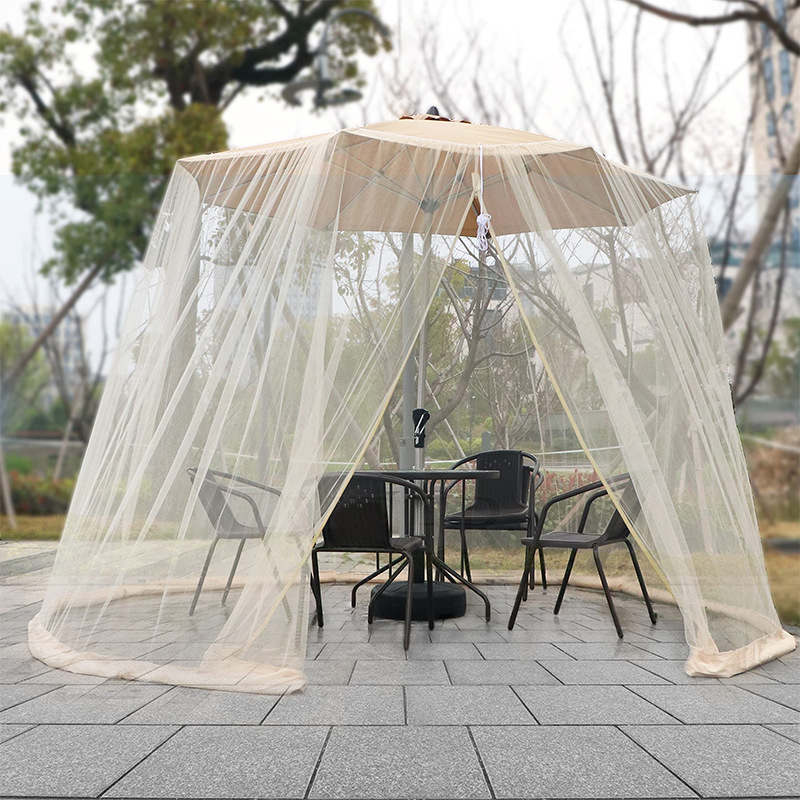 Picture of Outdoor courtyard parasol anti-mosquito net bottom water pipe weighted windproof purse seine anti-mosquito Roman umbrella mosquito net
