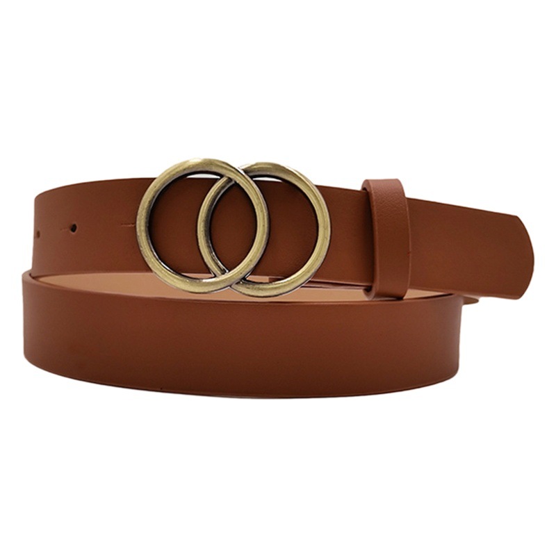 Factory wholesale cross-border explosions ladies double round buckle retro decorative belt simple jeans casual pants belt