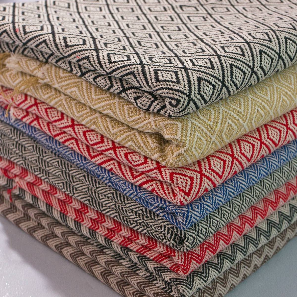 Thickened Linen Fabric Tablecloth Cotton and Linen Fabric Yarn-dyed Striped Plaid Diamond Sofa Cover Curtain Decoration