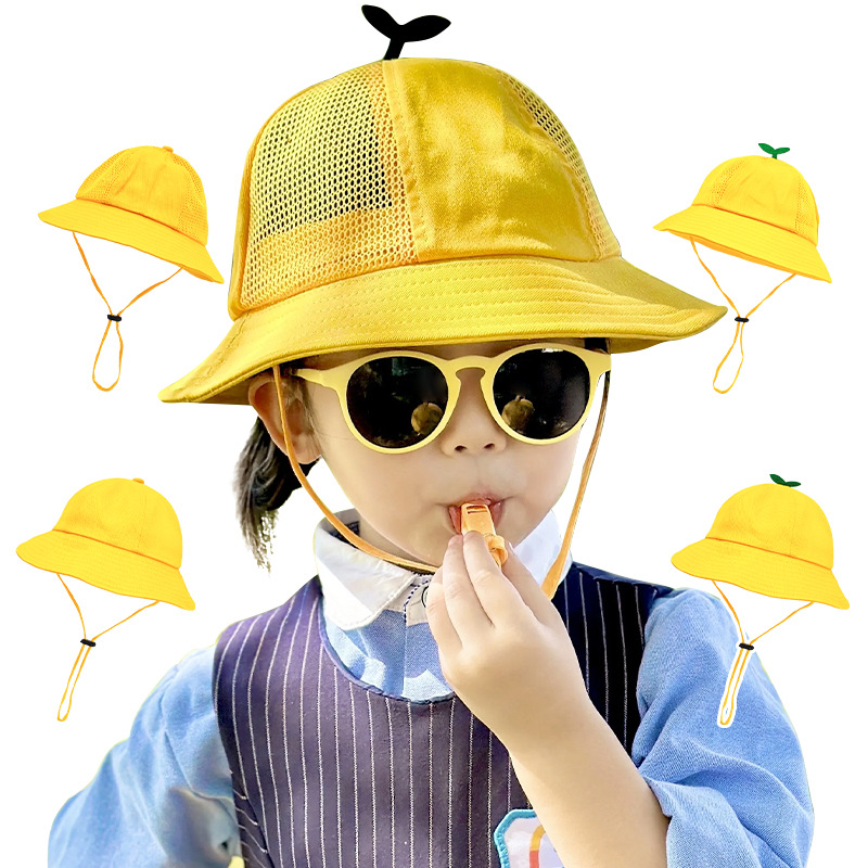 Children's Small Yellow Hat Customized Kindergarten Elementary School Pupil Ball Head Fisherman Hat for Boys and Girls Japanese Baby Children's Hat