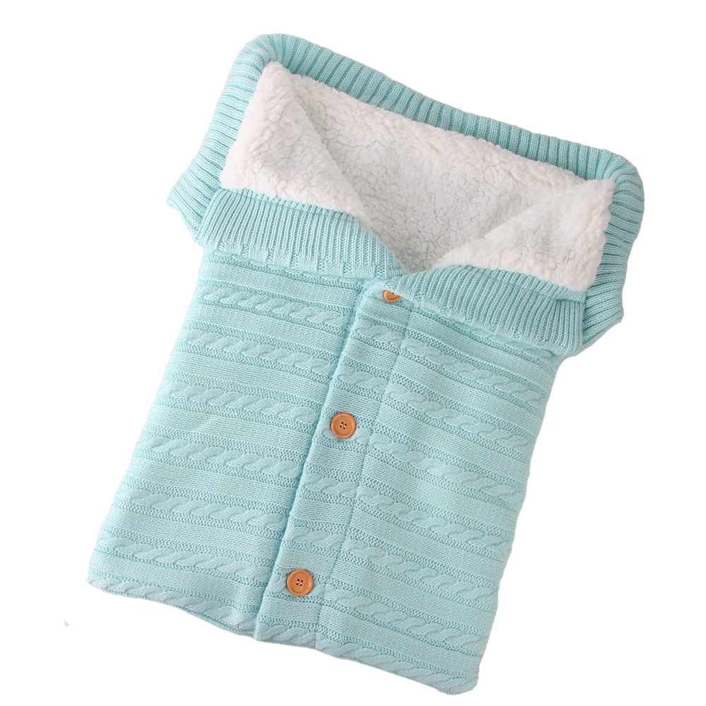 Picture of Wool Knitted Velvet Thickeneded Button Sleeping Bag, Warm and Anti-Jump Sleeping Bag, Baby Outdoor Stroller Sleeping Bag