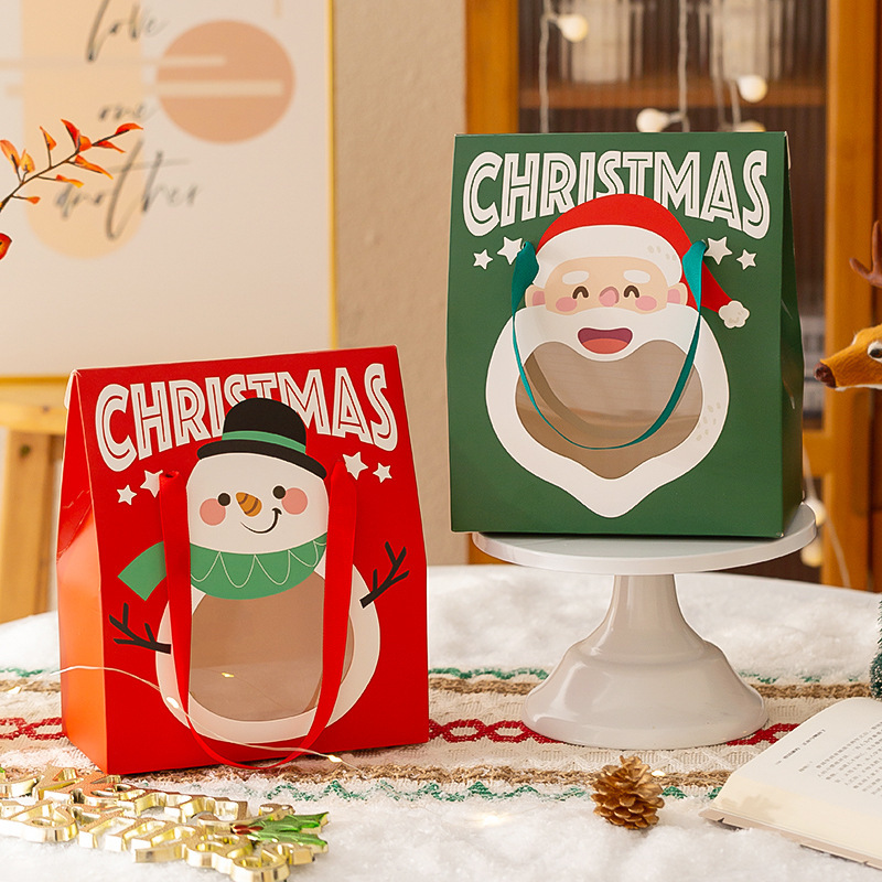 New open window portable self-standing bag holiday candy gift box cartoon creative snowman Christmas gift box wholesale