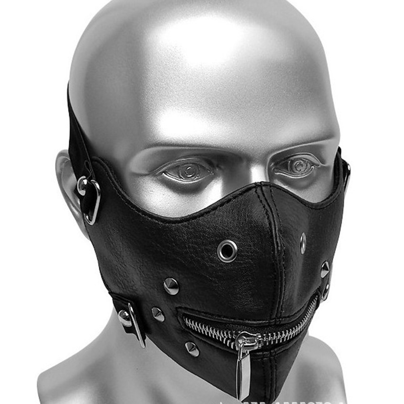 Manufacturer's new hot red punk leather zipper mask rock adult personality mask cross-border good stuff