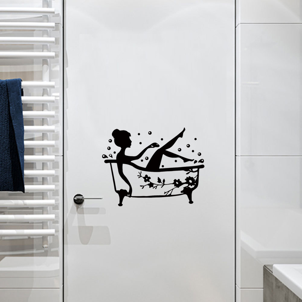 New foreign trade bathroom door glass door bathroom decorative wall stickers waterproof removable wall stickers