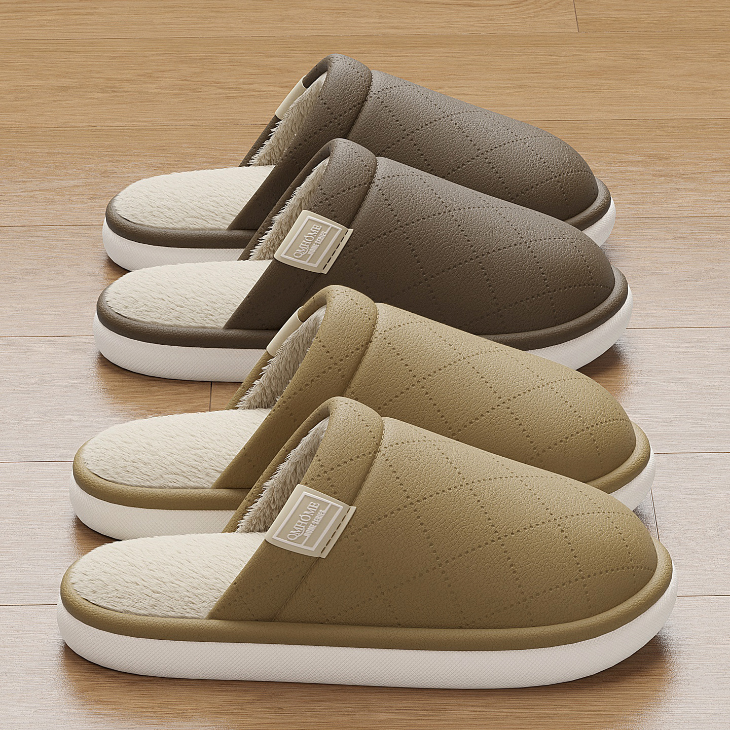 Cotton slippers women's autumn and winter indoor home with thick soles fleece warm and comfortable plush cotton slippers for men wholesale