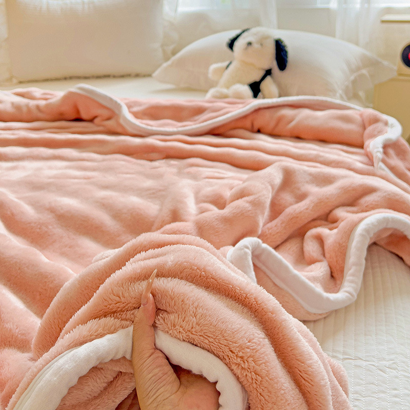 Picture of Class A Maternal and Infant Grade Rabbit Blanket Thickened Warm Milk Blanket Rabbit Plush Air-conditioning Blanket Nap Blanket Cover Blanket