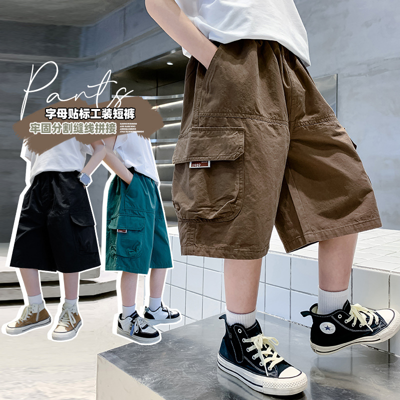 Children's Wear Boys Casual Workwear Shorts Summer New Arrival Middle-color Trousers for Big Kids Boys 2024 Summer Trousers Fashion Children's Pants