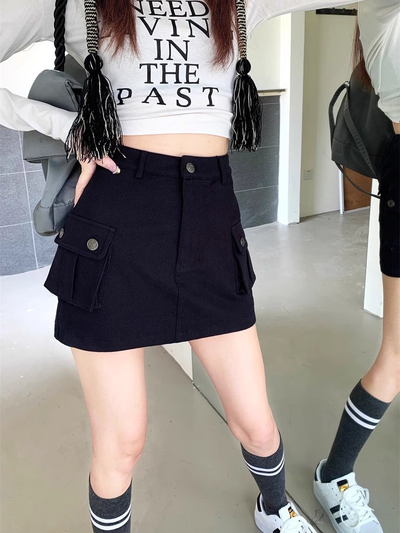 Skirt Women's khaki Spice Girl High Waist Slimming Hip Skirt 2023 Autumn New American Style Skirt ins