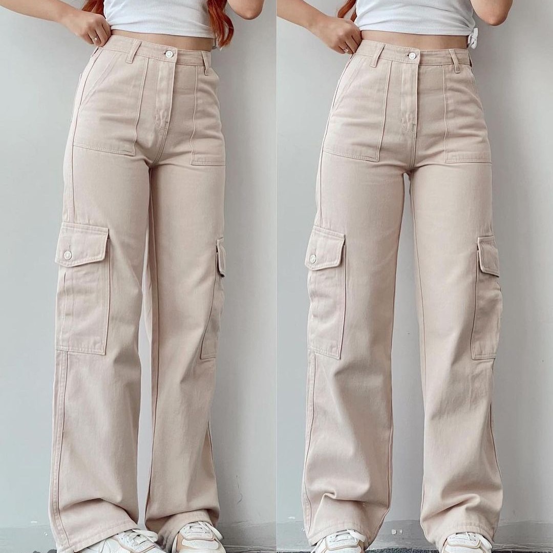 European and American New Amazon All-match Casual Pants Mid-waist Three-dimensional Pocket Pants Waist Crane Pants