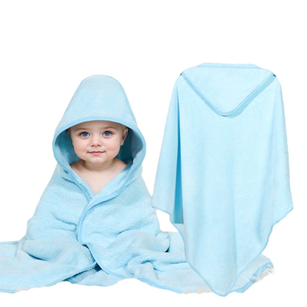 Picture of Baby Cartoon Bag Blanket Coral Fleece Absorbent Children's Bath Towel Embroidered Blanket with Hood Cloak Soft Newborn Blanket