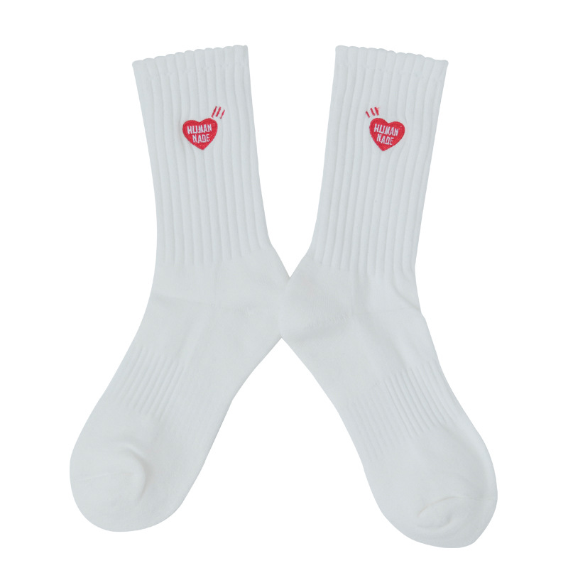 Picture of Mekki Couple Socks Thick Thread Terry Bottom Sports Socks Heart Embroidered Mid-Calf Socks Popular Socks