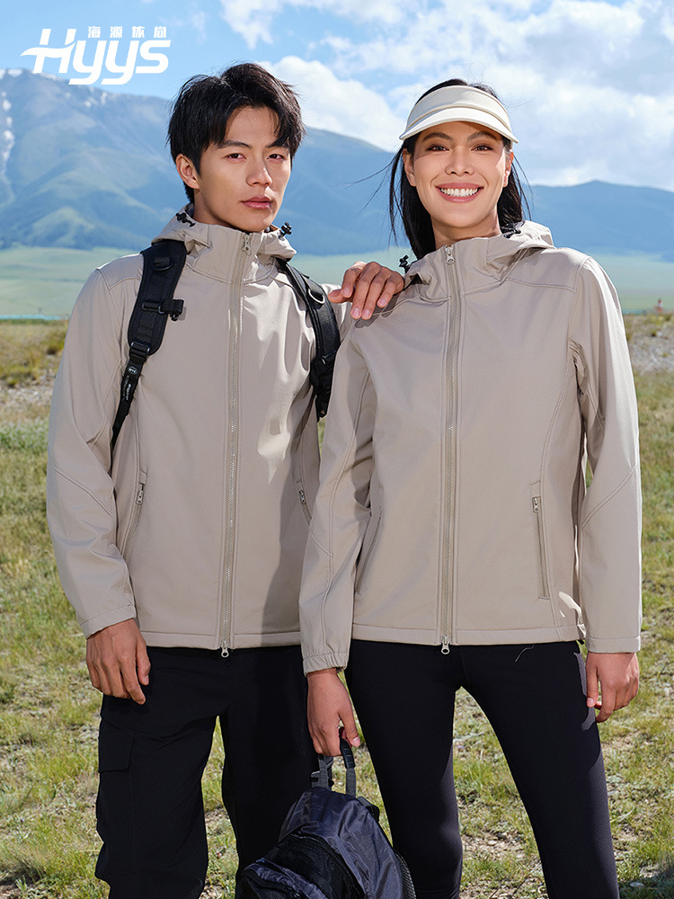Outdoor Soft Shell Jacket Work Clothes Customized for Men and Women Waterproof Fleece Warm Printed Logo Zipper Group Work Clothes