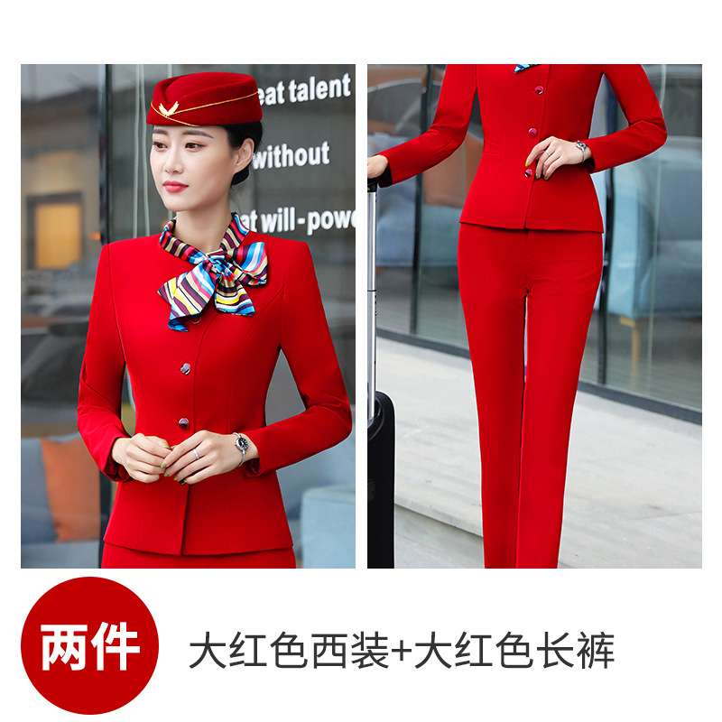 Picture of Stewardess Professional Suit for Women, Autumn and Winter Blazer Dress Set, Beautician Workwear, Hotel Front Desk Uniform, Aviation Work Clothes