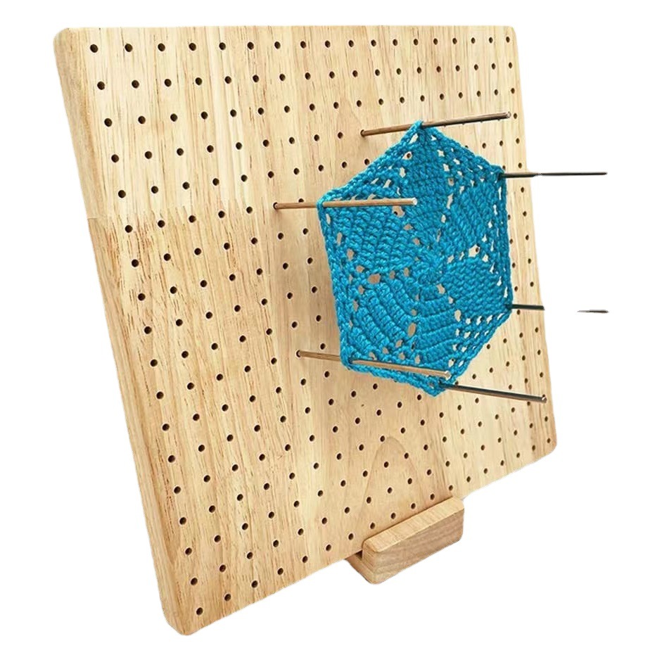 Oak crochet knitting board handmade wool grid board crochet creative style square wooden knitting crochet project board