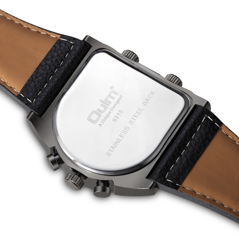 Picture of oulm large dial leather 9315 quartz watch three movement foreign trade hot luminous quartz watch factory wholesale