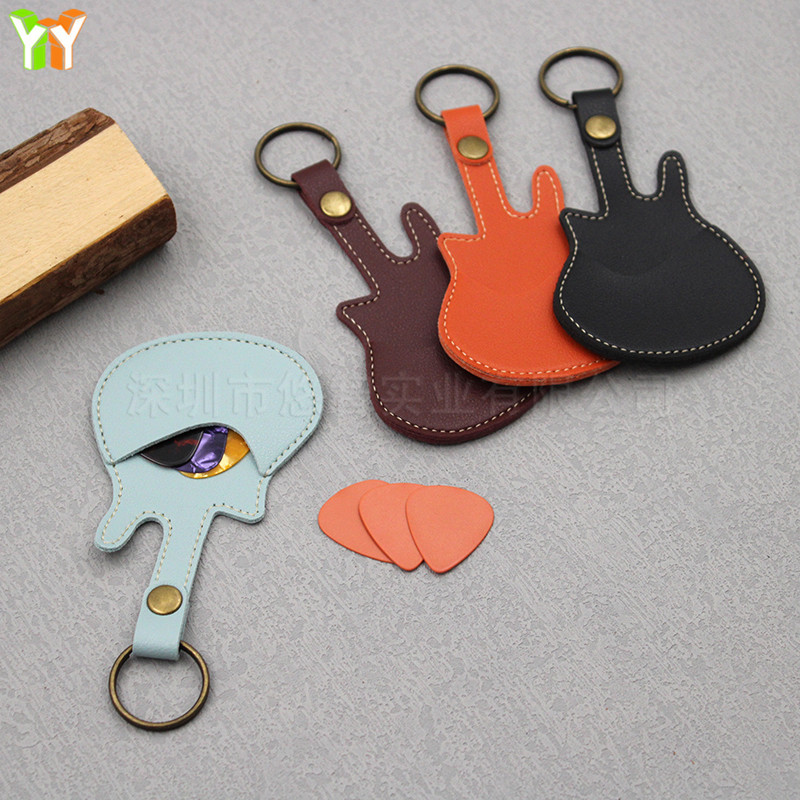 Folk pick storage leather case electric guitar pick key ring portable ukulele pick clip