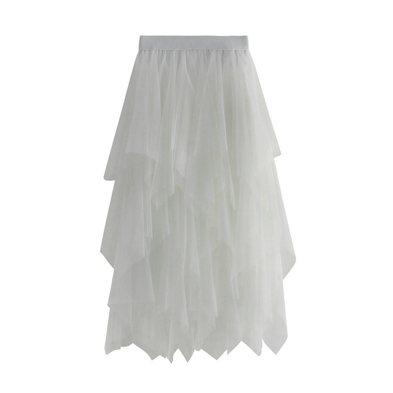 Picture of Irregular Mesh Skirt Women's Mid-length 2025 Spring New Veil Skirt High Waist All-match Slimming Skirt