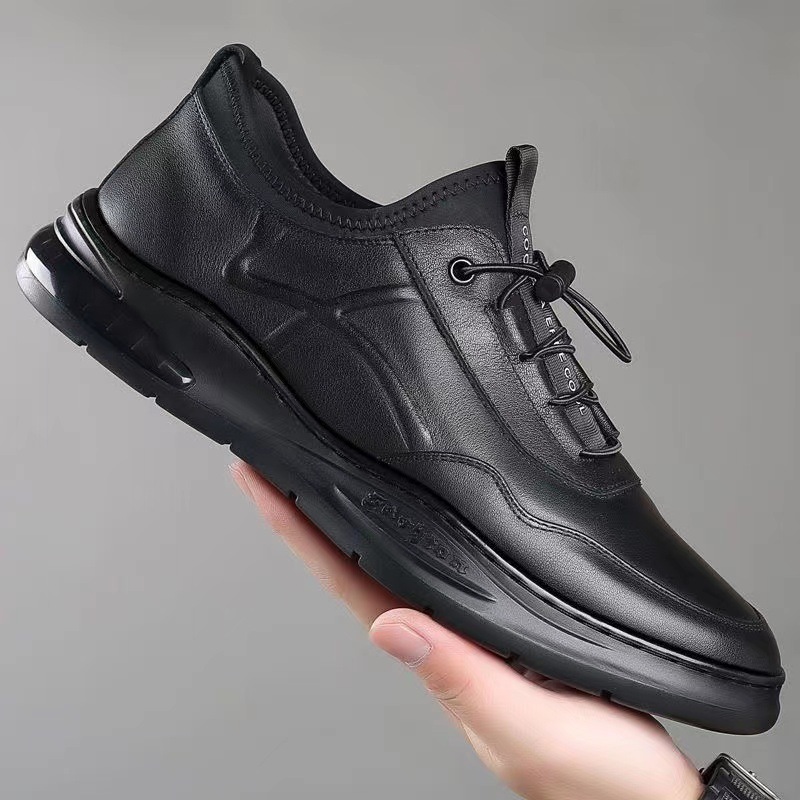 New Men's Casual Shoes Fashion Business Leather Shoes Breathable Lace-up Soft Leather Casual Formal British Style Foreign Trade Men's Shoes