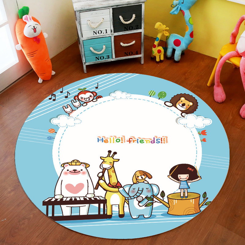 Picture of Cross-Border Cartoon Round Carpet Bedroom Cute Full Bedside Mat Thickened Crystal Velvet Children's Floor Mat Room Carpet