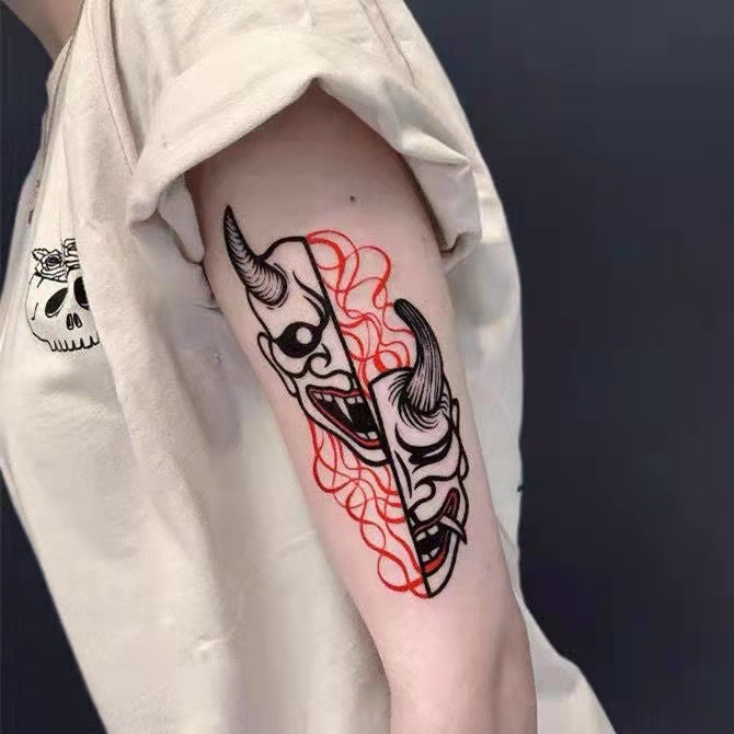 Picture of Diablo Tattoo Sticker Women's Waterproof Lasting European and American Violence Lori ins Cute Cartoon Flower Arm Non-Reflective Anti-Han