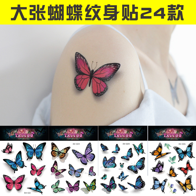 Butterfly tattoo stickers original waterproof large butterfly pattern clavicle scar covering hot selling temporary tattoo tattoo stickers