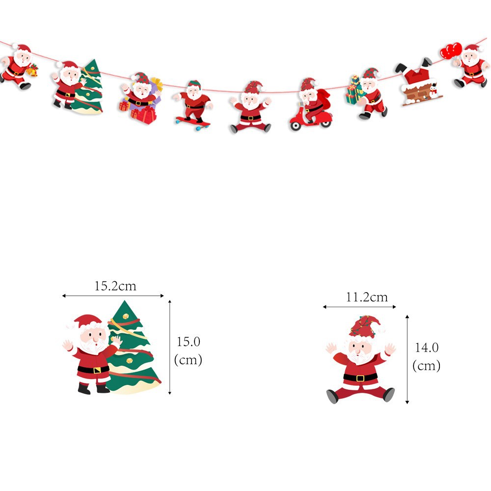 Picture of Christmas Decorations Christmas Pull Flag Hanging Flag Holiday Banner Party Decoration Paper Cartoon Christmas Pull Flower String Flag