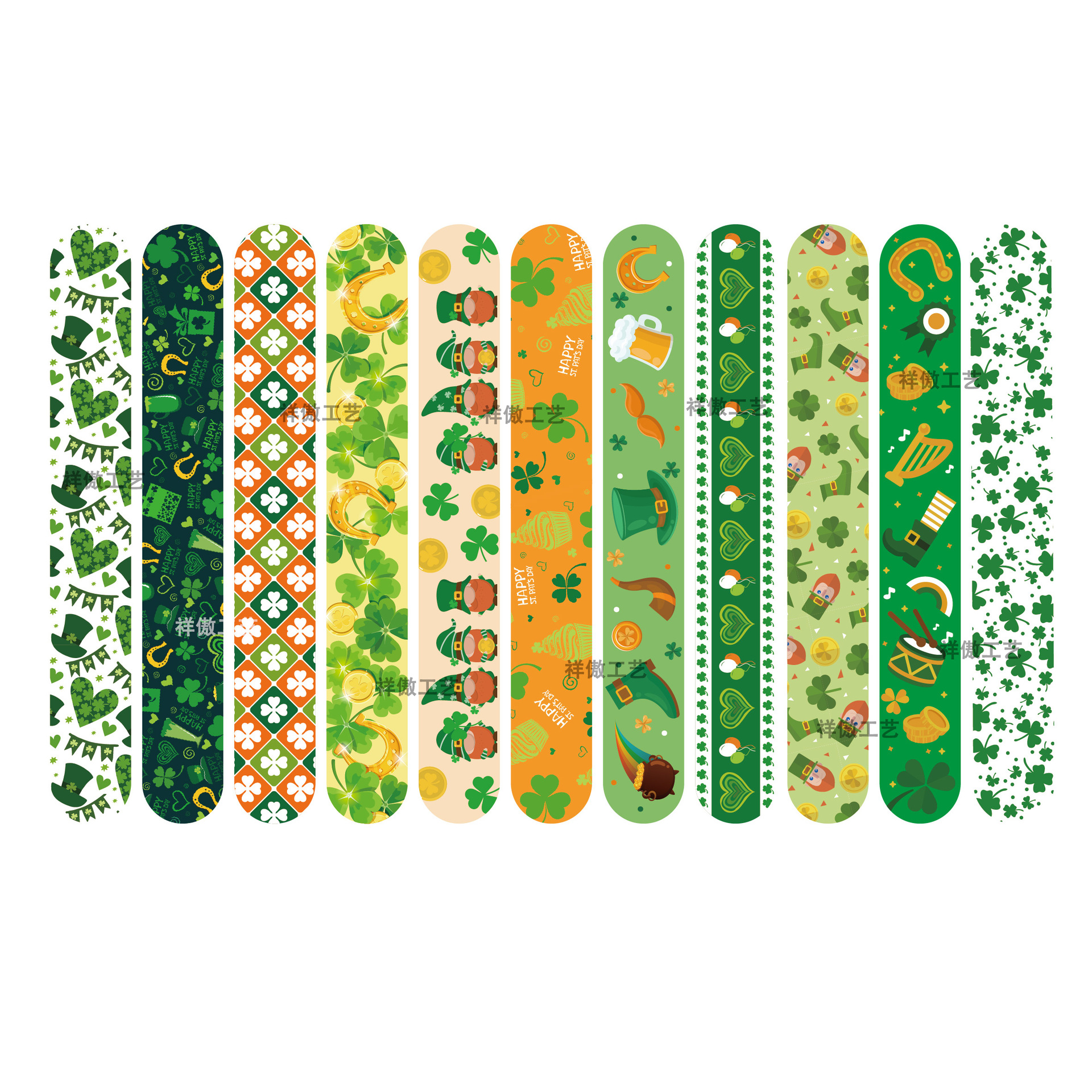 Picture of Cross-border St. Patrick's St. Patrick's Day snap ring bracelet clover clap ring lucky ring