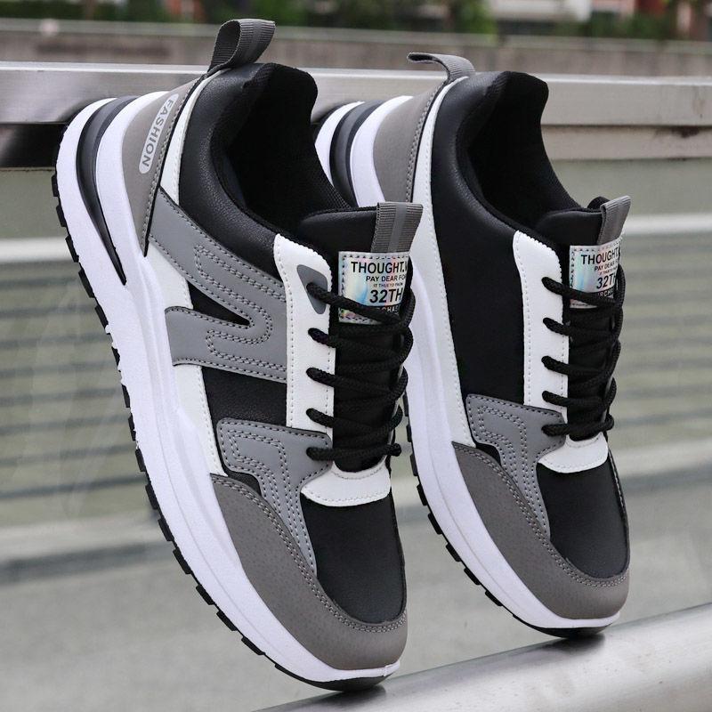 2024 men's shoes spring and autumn leather waterproof sneaker soft bottom running shoes casual shoes men