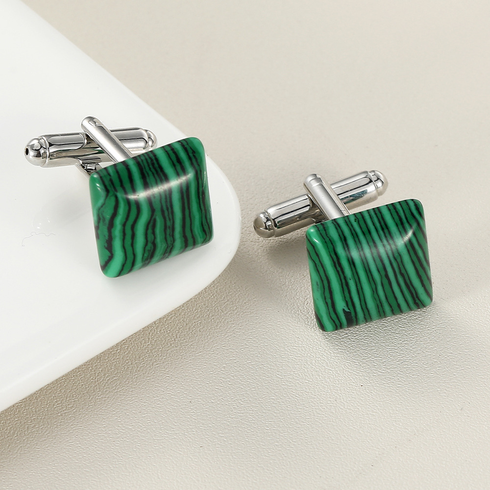 European and American fashion turquoise malachite cufflinks men's business French button cufflinks Shein factory new products