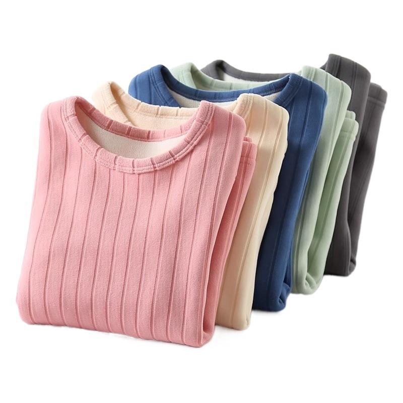 Children's Fleece-Lined Base Layer Shirt, Autumn and Winter Thermal Top for Girls, Close-Fitting Inner Wear, Thickened and Warm Winter Clothing
