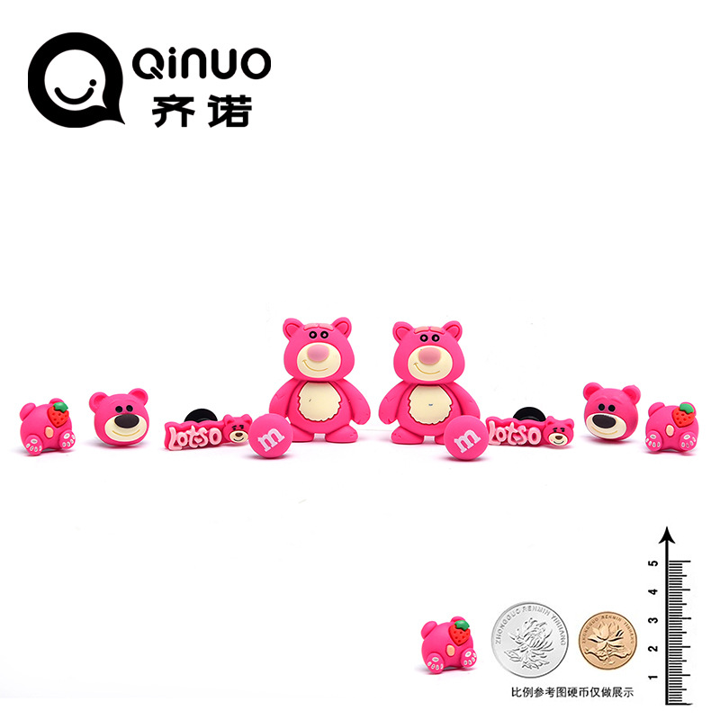 New three-dimensional cartoon strawberry bear shoes flower hole shoes shoes flower shoes buckle shoes accessories DIY jewelry