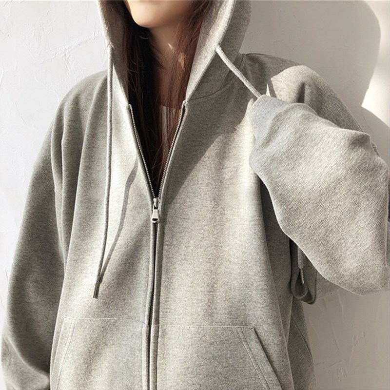 2025 New Autumn Clothing Hooded Sweatshirt Women's Thin Long-Sleeved Korean Style Loose Zipper Jacket Student Sports Cardigan Spring