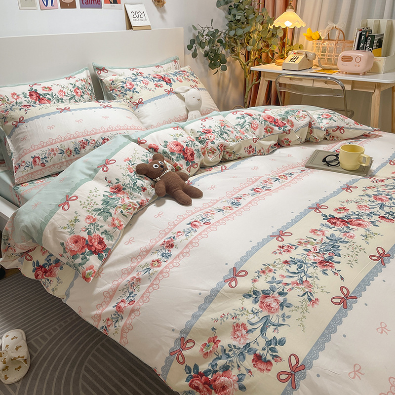 Picture of Nantong bed four-piece cotton sheet Nordic style 100 cotton four-piece set three-piece set Wholesale