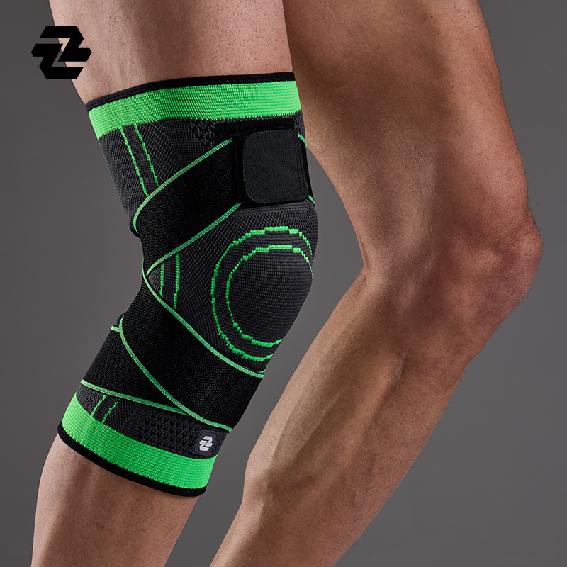 Cross-border knitted lace-up sports knee pad pressure winding non-slip running mountaineering riding blue foot volleyball